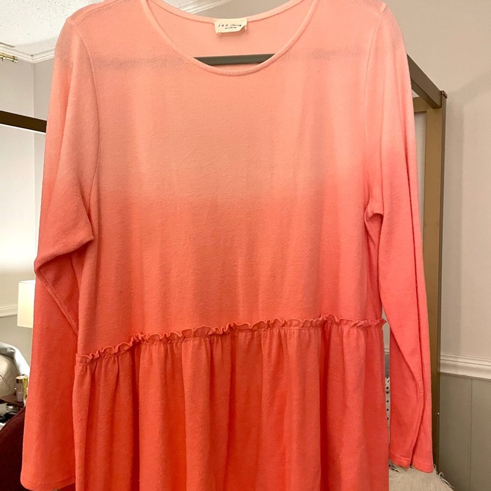 CHIC SOUL Peach Passion Ombré Peplum Top